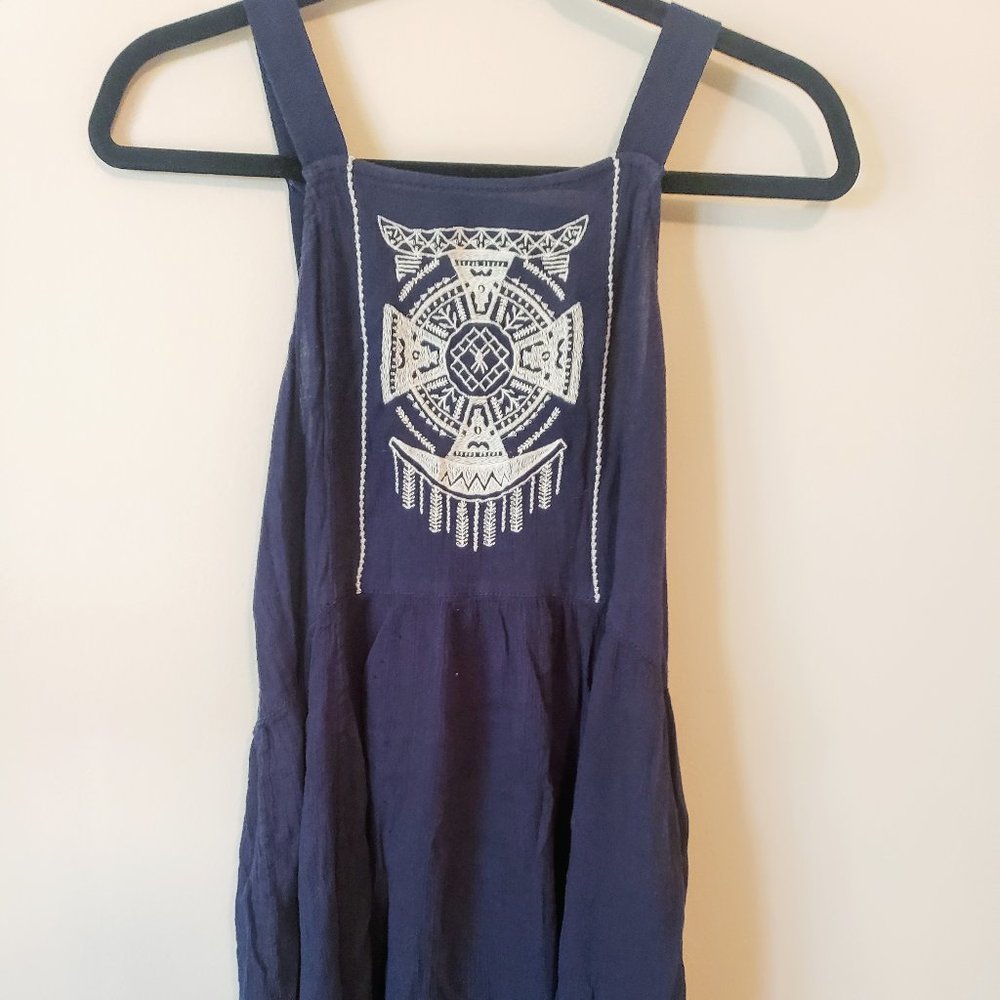 Wild Pearl Embellished Navy Blue Tank Dress